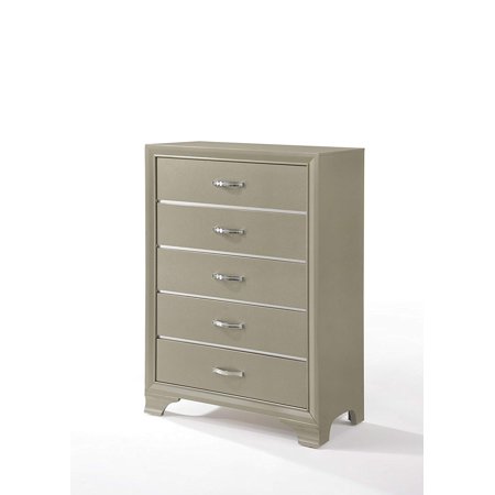 Acme Furniture Carine Champagne Chest With Five Drawers Walmart Com