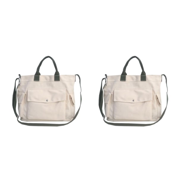 Qarigey Bolsos de hombro de alta capacidad Bolso de lona de moda para mujer Bolso de hombro de lona Bolsos de mensajero blanco cremoso Blanco crema 2Conjunto