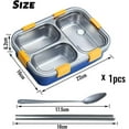 thumbnail image 2 of 2024 Lunch Box with Cutlery Adult Lunch Box 3 Compartment Lunch Box Adult Lunch Box Insulated Lunch Box Stainless Steel Lunch Box, 2 of 5