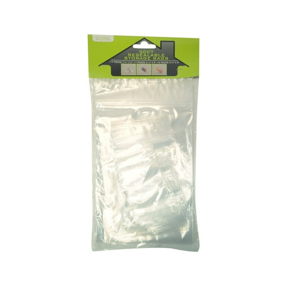 Clear 50pc Multi Purpose Resealable Plastic Storage Bags Assorted Size Small Parts Jewelry Beads Pouches