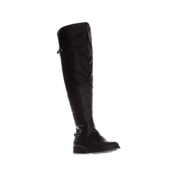 Womens AR35 Adarra Wide Calf Over The Knee Boots, Black Smooth