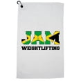 thumbnail image 1 of Jamica Weightlifting - Olympic Games - Rio - Flag Golf Towel with Carabiner Clip, 1 of 5