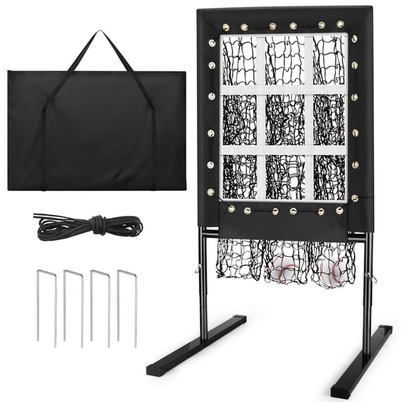 MONOJOY Baseball Pitching Net: 9-Hole Pitching Net with Strike Zone Adjustable Softball Pitching Nets Includes Carry Bag for Indoor | Outdoor Use, Practice of Pitching, Batting, and Throwing Drills