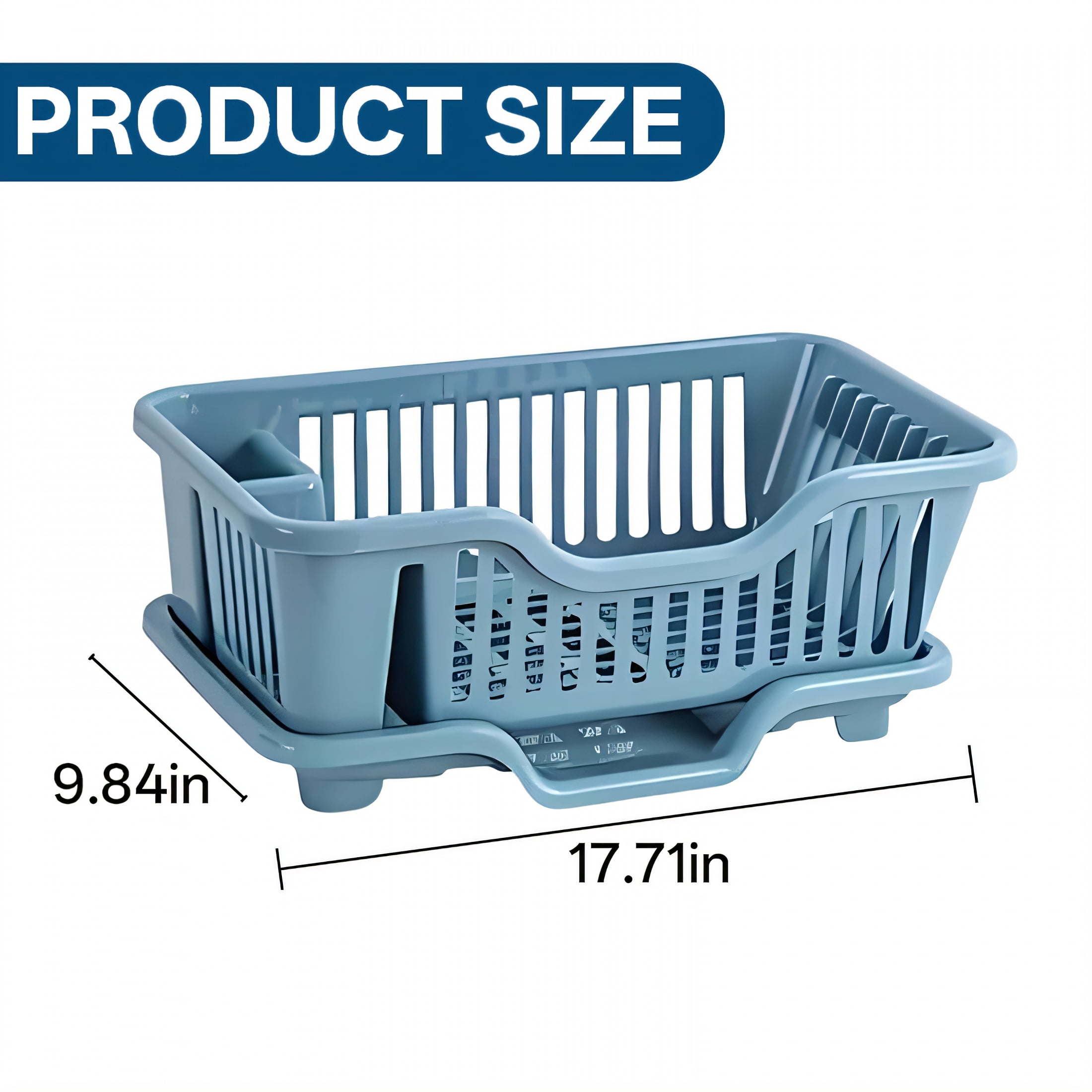 ACDANC Small Dish Drying Rack,1Layer Dish Drainer,Dish Drying Rack in Sink,Blue
