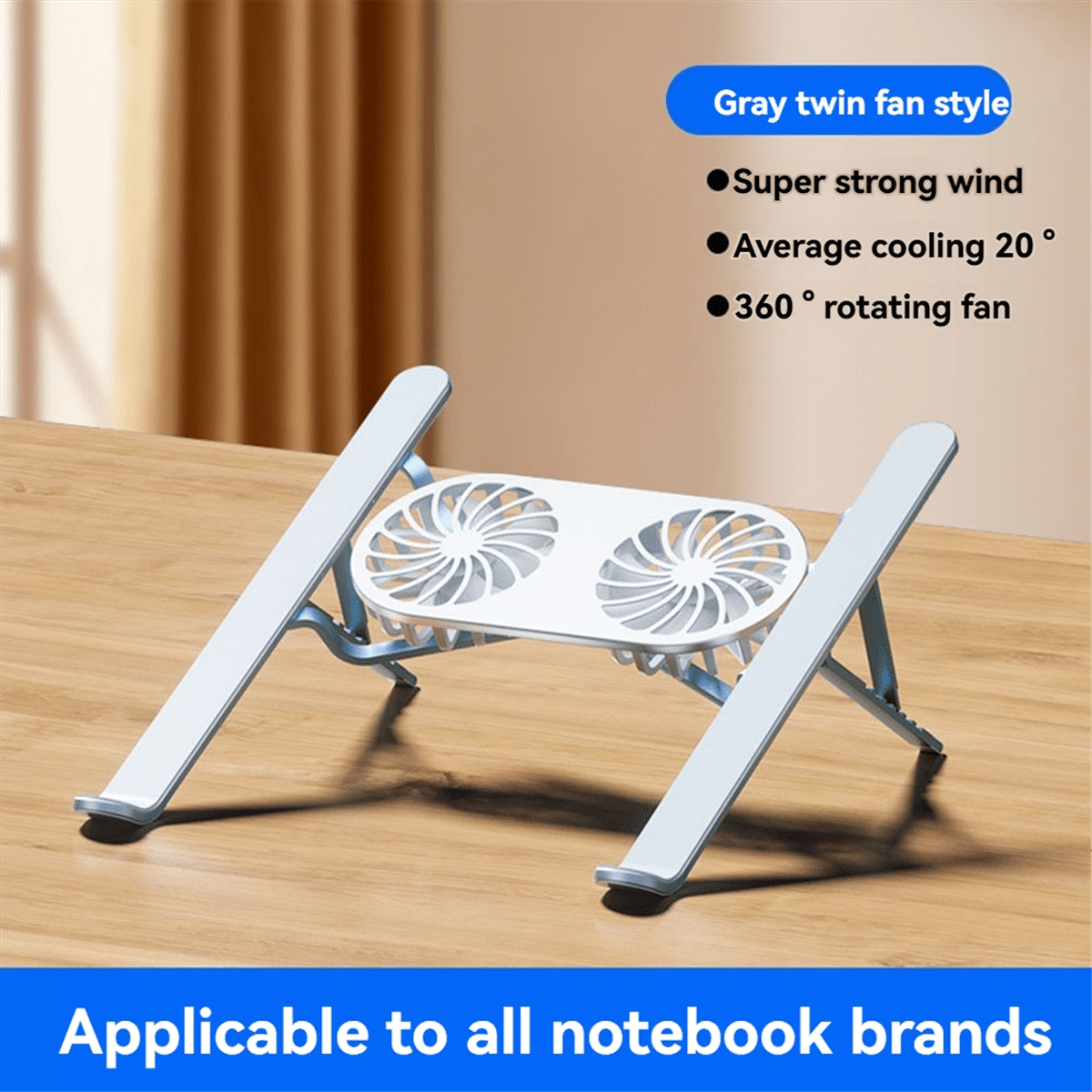 Foldable Laptop Stand with Cooling Fan, Cooler Pad for Tablet - Enhanced Cooling Support and Portable Design A Gray,1 x Laptop Stand,Gray