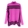 thumbnail image 5 of Chandail pour Femmes Automne/hiver Col Roulé Tricoté Manches Chauve-Souris Design Rayé, 5 of 5