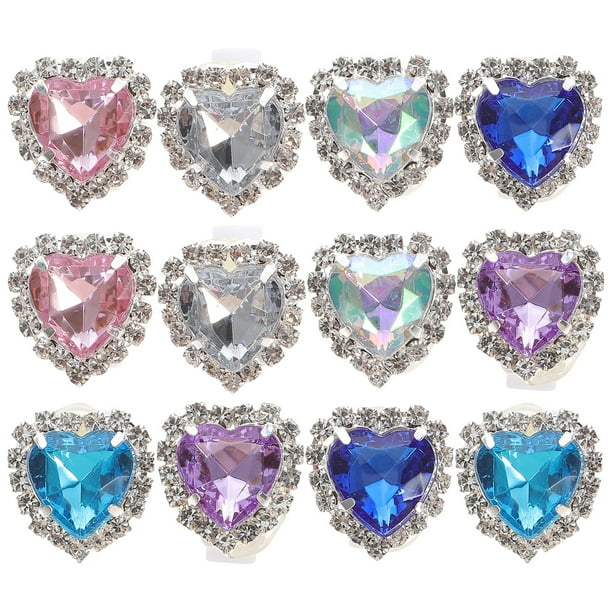 GOOHOCHY 12 Uds. Clips para cordones en forma de corazón, Clips para cordones con diamantes de imitación, Clips para dijes de zapatos DIY