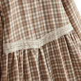 thumbnail image 6 of LYMAYTER Girls Plaid Long Sleeve Dress Toddler Square Collar Lace Trim Ruffle Hem Retro Casual Dress, 6 of 6