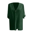 thumbnail image 5 of Yigetop Short Sleeve Cardigan Hollow V Neck Single Button Loose Short Sleeves Cardigan Y2K Cardigan Green 3XL, 5 of 5
