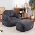 thumbnail image 2 of Ataucjin Bean Bag Chair with Ottoman, 37.5 Lbs High-Density Foam Filling Beanbag Sofa with Armrests, Soft Corduroy Floor Sofa Couch for Adults, Kids, Giant Lazy Sofa with Foot Rest for Living Room, 2 of 9