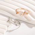 thumbnail image 4 of Open Mouth Copper Leaf Zircon Ring For Women, Electroplated Rose Gold or White Gold Finish, 4 of 5