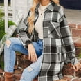 thumbnail image 5 of Goindgs Womens Jackets Fall Causal Coat Plaid Shirt Collar Oversized Trench Long Sleeve Drop Shoulder Loose Jacket Women's Sweater Black-L, 5 of 9