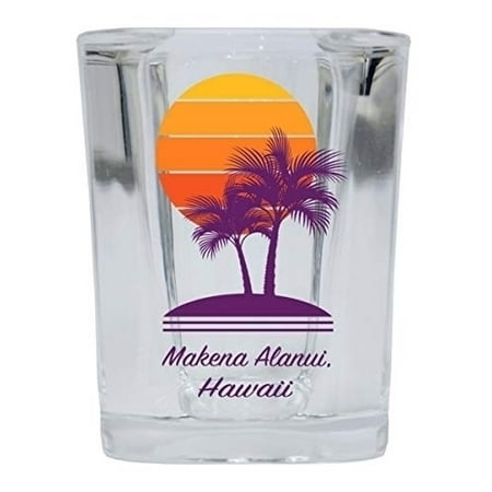 Makena Alanui Hawaii Souvenir 2 Ounce Square Shot Glass Palm Design