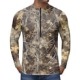 thumbnail image 3 of Realistic Tree Bark Camo Quarter Zip Pullover for Men, Long Sleeve Hunting Fishing Jersey with Moisture Wicking Quick Dry Fabric - Lightweight Outdoor Athletic Performance Tops Bronze L, 3 of 6