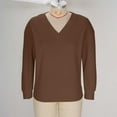 thumbnail image 6 of XUNKUSGA Pullover Sweaters for Women Soft Knit Tops for Women Fashion Crisscross V Neck Long Sleeve Womens Tops Loose Solid Color Womens Sweatshirts for Party Office Shopping L-4XL Brown, 6 of 9