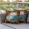 thumbnail image 5 of Outdoor Pillow Covers Country Coffee Sugar Blue Cup Waterproof Pillow Cases 24x24 Set of 2, Farmhouse Graffiti Art Brown Back Throw Pillow Cover Pillowcase for Patio Balcony Couch Garden, 5 of 9