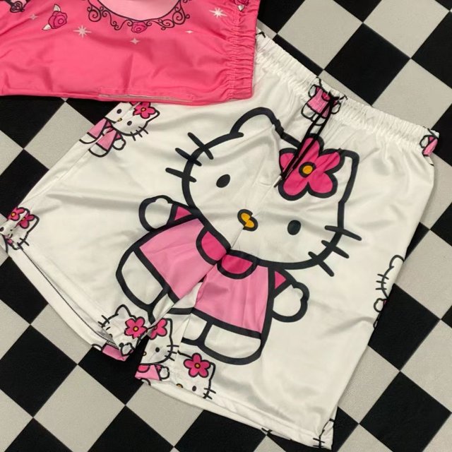 Pantalones cortos de Hello Kitty Sanrio Kuromi Stitch para el hogar, pijamas informales con bonito gato KT, regalos para niñas