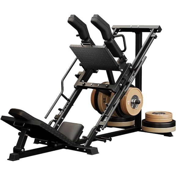 2-in-1 Leg Press & Hack Squat Machine, 45-Degree Linear Bearing Leg Press with 1200 LB Capacity, Safety Stops & Plate Storage, Lower Body Strength Equipment for Home Gym