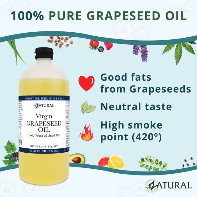 GrapeSeed Oil-Cold Pressed, Virgin, Undiluted, 100% Pure