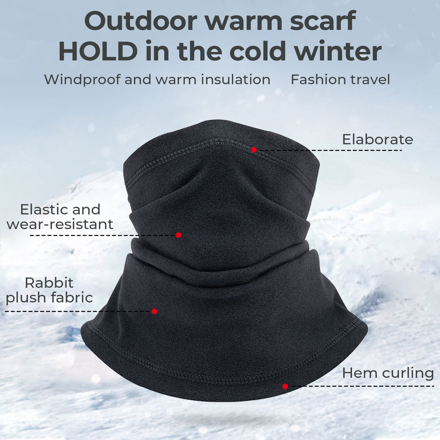 2 Pack Winter Neck Gaiter Face Cover Scarf for Men Women Windproof Ski Mask Black Blue