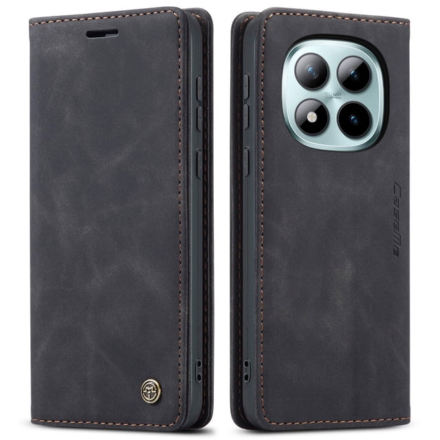 Funda FOXDOCK cartera de cuero retro para FOXDOCK Redmi Note 15 Pro Plus 5G – Resistente a golpes, ranuras para tarjetas – negra