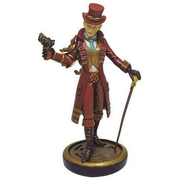 Steampunk Collection Detective Lady Captain Mechanical Old Tech Statue Figurine