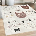 thumbnail image 1 of Cat Decorative Rug, Pets Moustache Bow Tie Hat Crown Fluffy and Fish Humor Faces Graphic, Quality Carpet for Bedroom Dorm and Living Room, 6 Sizes, Redwood Ecru, by Ambesonne, 1 of 4