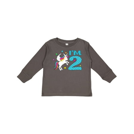

Inktastic I m Two- Unicorn Second Birthday Gift Toddler Boy or Toddler Girl Long Sleeve T-Shirt