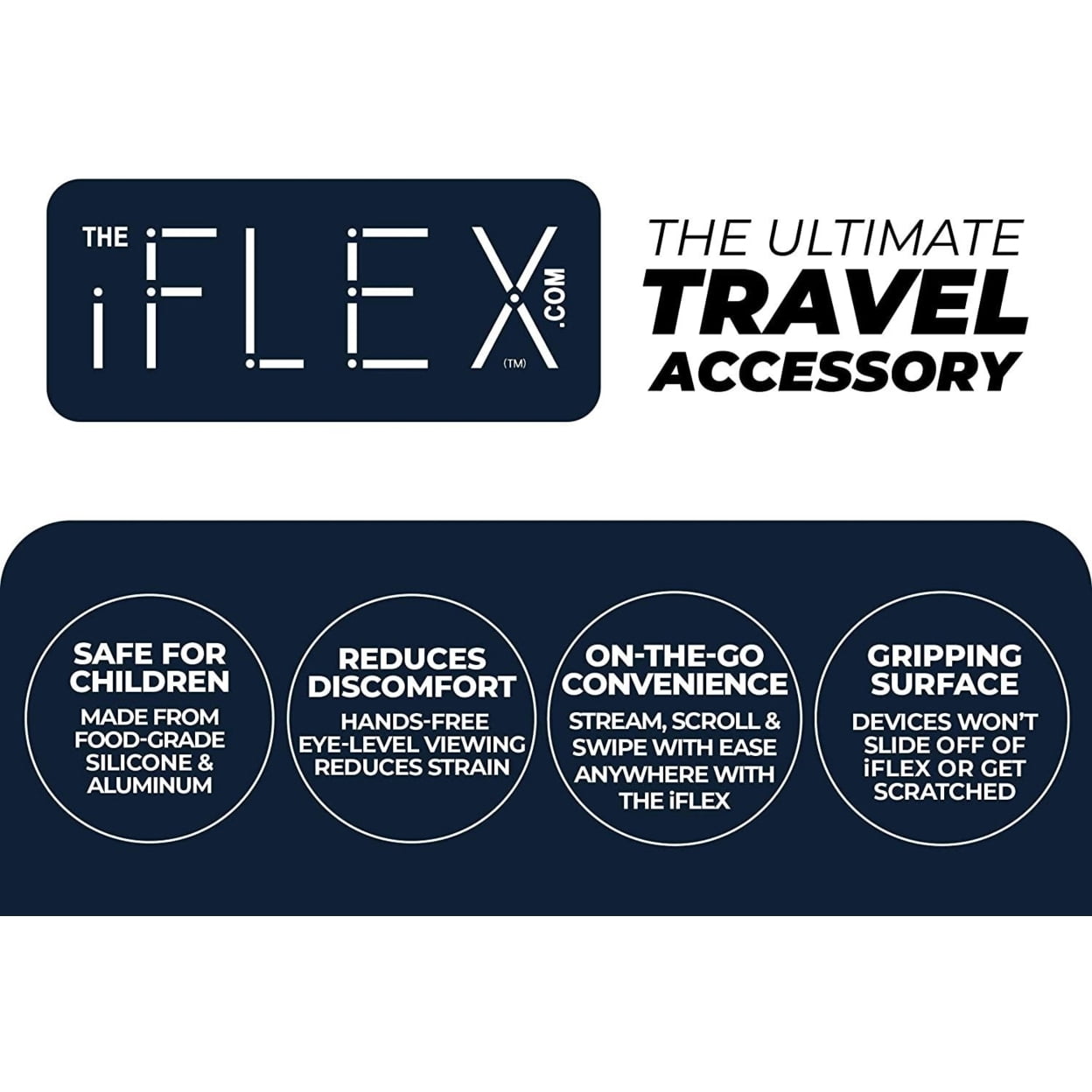 iFLEX Tablet Cell Phone Adjustable Stand Dark Blue Universal Hands-Free Non-Slip Grip Waterproof