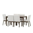 thumbnail image 3 of GDF Studio Ballantrae Wood and Fabric 7 Piece Dining Set, Walnut, Light Beige, 3 of 9