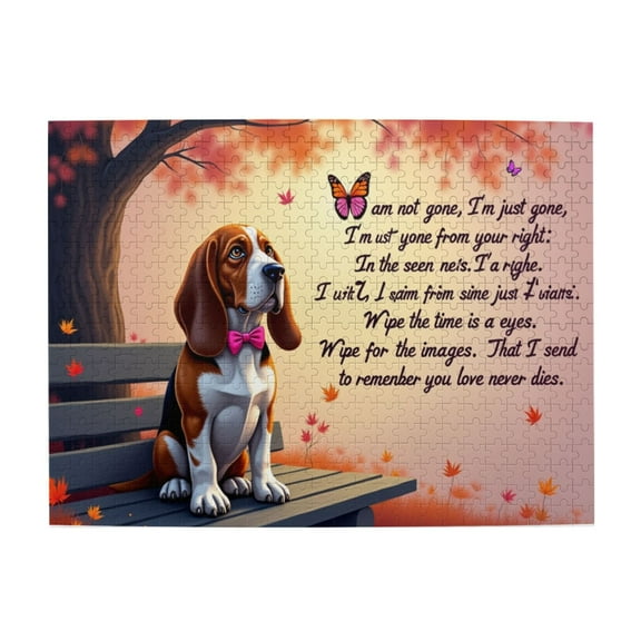 500 Piece Jigsaw Puzzle For Adults Beagle On Bench In Autumn Dog Autumn Leaves Poem Challenging And Relaxing Puzzle Great Gift Idea Home Decor 20.5X15In