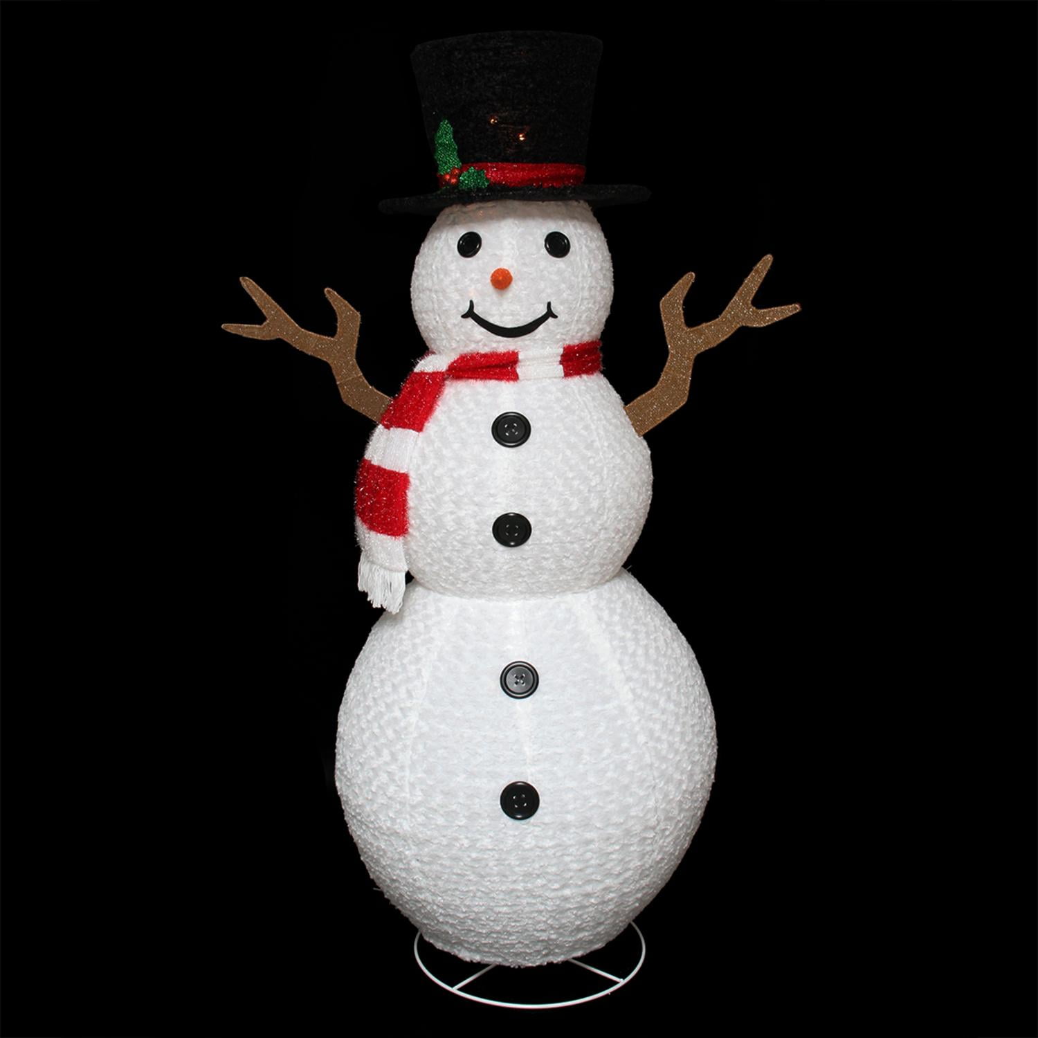 72 Pre Lit Outdoor Chenille Swirl Large Snowman W Top Hat