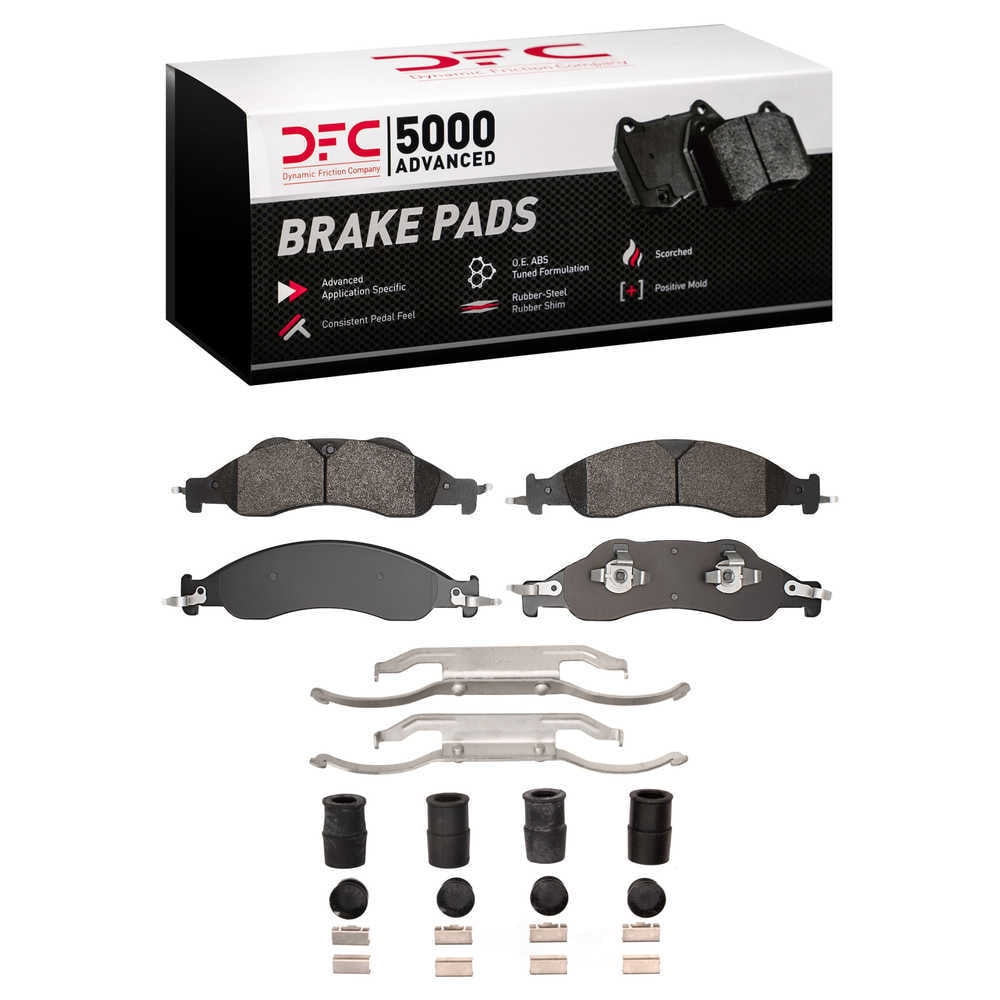 Dynamic Friction Company 1551-1278-01 DFC 5000 Advanced Brake Pads - Semi Metallic and Hardware Kit