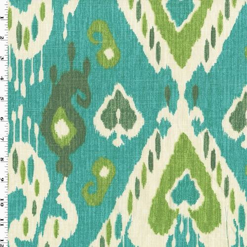 Teal/Multi Waverly Enlightened Print Canvas Decor Fabric, Fabric By the