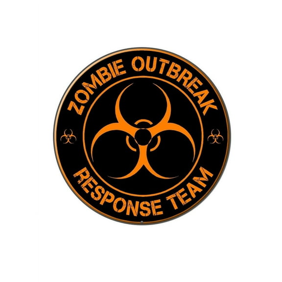 Zombie Outbreak Response Team - Orange Lapel Hat Pin Tie Tack Large Round