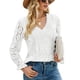 thumbnail image 2 of Camisas de encaje para mujer,Blusa de encaje para mujer Camisa de poliéster con cuello en V de encaje para mujer Blusa de encaje hueca para mujer Elegante y moderna, 2 of 5