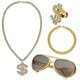 thumbnail image 1 of 4 unids/set 80s 90s trajes de Hip Hop accesorios ropa de rapero accesorios gran cadena falsa, 1 of 4