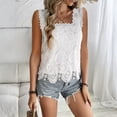 thumbnail image 3 of Summer Tops for Women Trendy Lace Crochet Embroidery Crewneck T Shirts Dressy Casual Short Sleeve Elegant Work Blouses, XL, 3 of 6