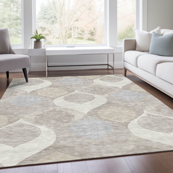 Addison Rugs Chantille Indoor/Outdoor Transitional Mid-century Modern Ivory Washable Rectangle Rug, 10' x 14'