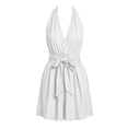 thumbnail image 4 of Iyufng Summer Dresses for Women Waist-Cinched Sleeveless Halter Dress V-Neck Casual Short Dress, 4 of 6