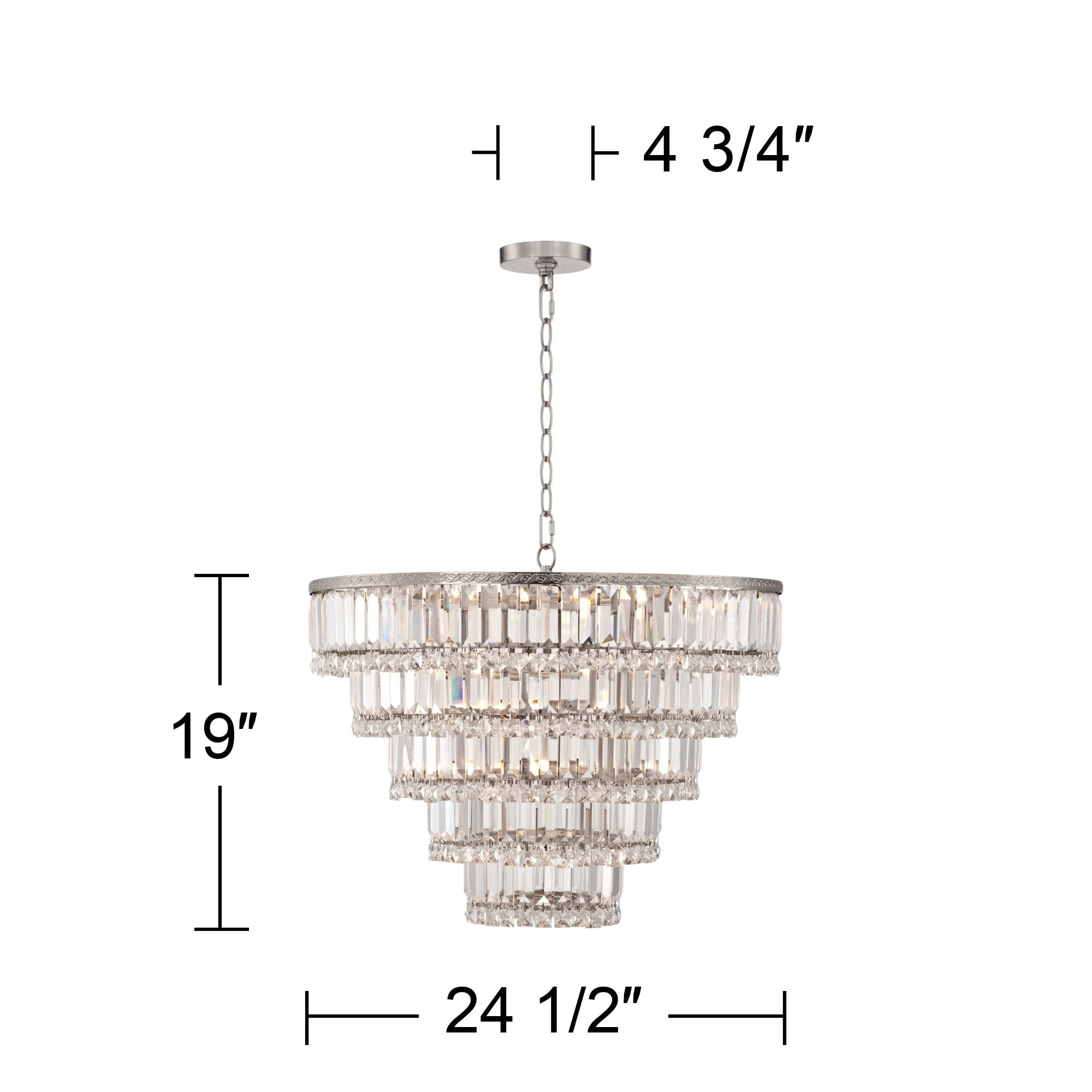 Vienna Full Spectrum Magnificence Satin Nickel Chandelier 24 1/2" Wide Modern Faceted Crystal Glass 15-Light LED Fixture for Dining Room House Kitchen