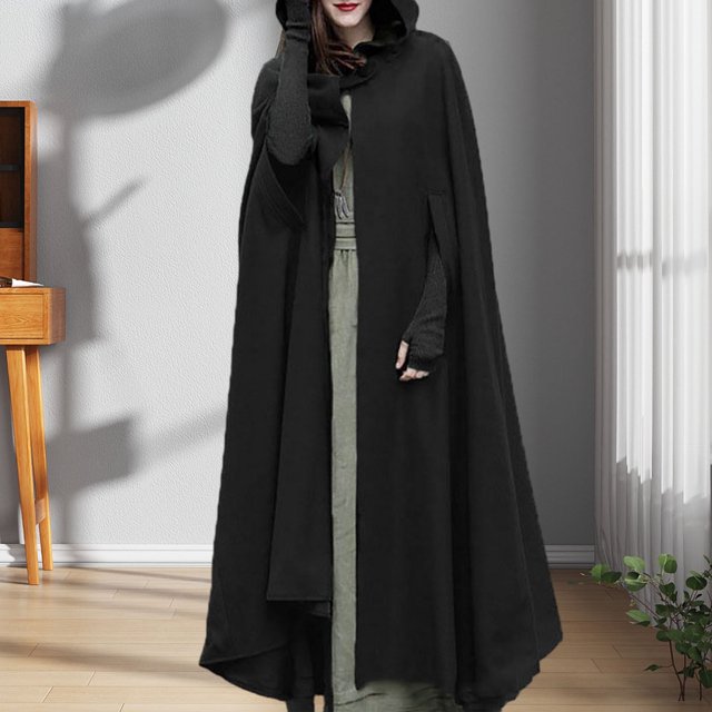YAOBAMM Lightweight Rain Poncho Winter Women Cloak Thickened Loose Warm Windproof Medieval Style Single Button Closure Ponchos