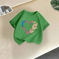 thumbnail image 2 of Atogsazn Kids Girls Summer Tshirt Children Heart Print Short Sleeve Pullover Shirt Basic Tee Clothing Tops 03-Green 12-13Years Fashion, 2 of 5