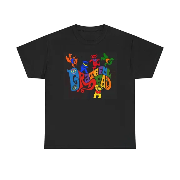 Dancing Bears Retro Grateful Dead Psychedelic Band Art Throwback Unisex T-Shirt up to size 5XL