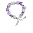 thumbnail image 2 of Delight Jewelry Silvertone Large Crystal Sabre Tooth Purple Butterfly Bead Charm Bracelet, 7"+1" Extender, 2 of 5