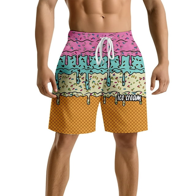 Shorts de Plage Coupe Ample Décontractée avec Imprimé pour Surf Homme Rose TTG