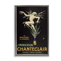 Stupell Industries Vintage Chanteclair Wine Food & Beverage Painting Gray Floater Framed Canvas Art Print Wall Art, 21 x 31