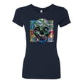 thumbnail image 2 of Colorful Abstract Skull Face Streetwear Womens Slim Fit Junior Tee, Navy, 2XL, 2 of 3
