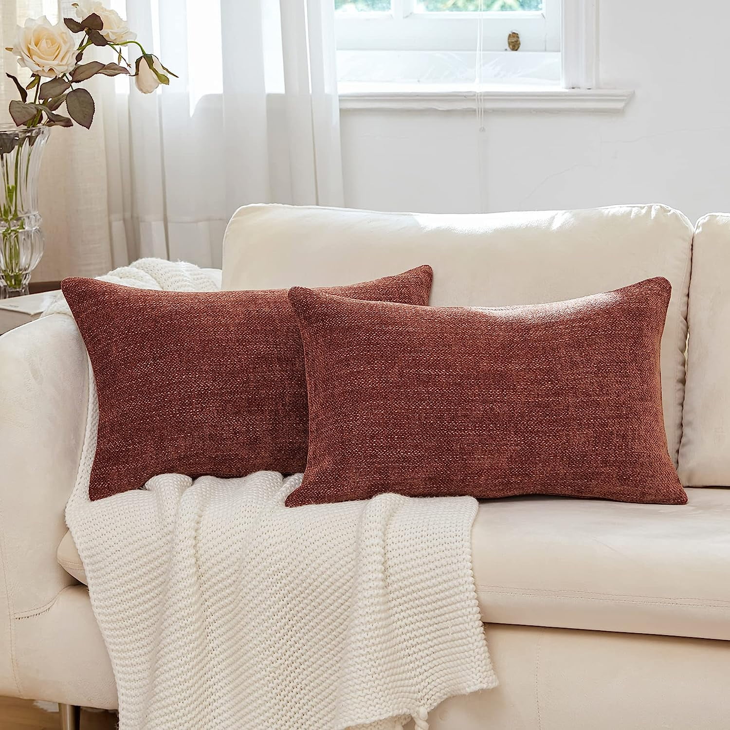 Waist Pillow Case 12x20 inch 2 piece Set of Red Ceramic Rust Decorative Throw Pillow Cover Sofa Court Decorative Rectangle Feature Cushion Cover Walmart