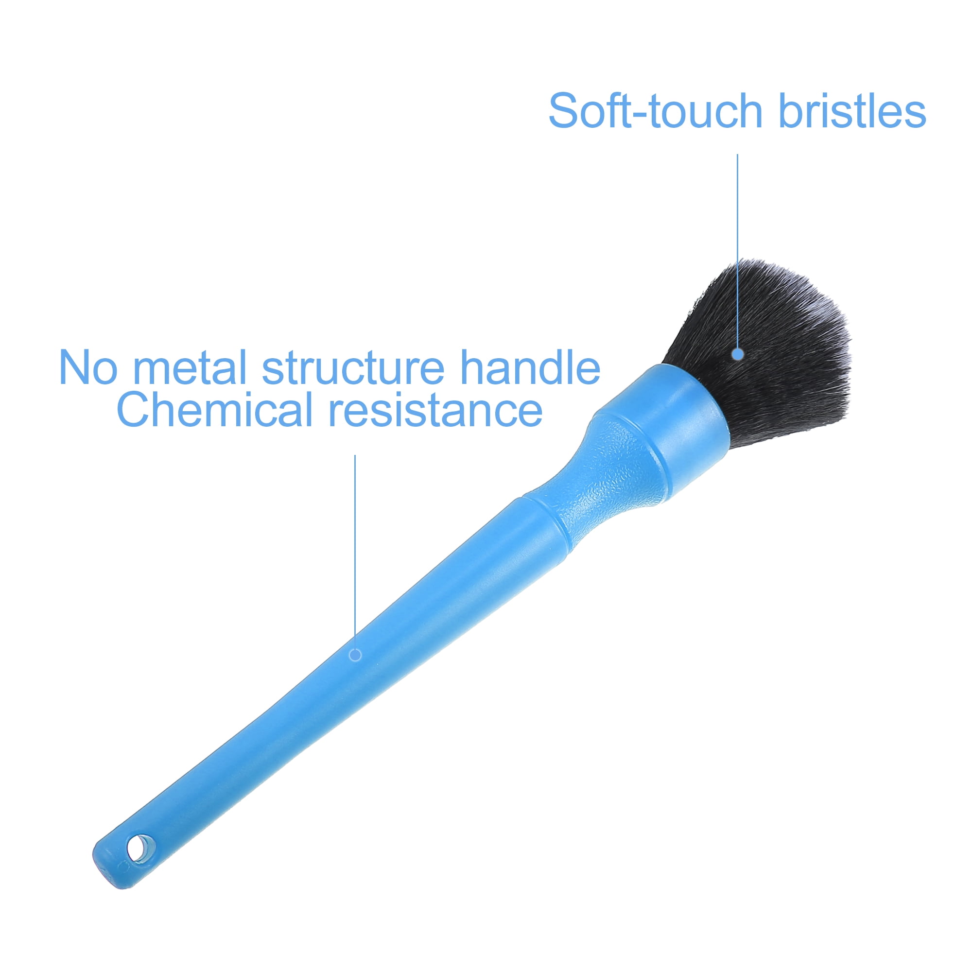 Unique Bargains 2pcs Car Detailing Brush Set Ultra Soft Synthetic PBT Brush Blue